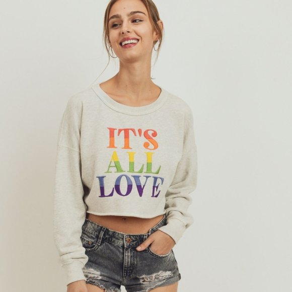 Paper Crane Tops - It's All Love Rainbow Embroidered Pullover